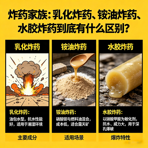 双峰炸药家族：乳化炸药、铵油炸药、水胶炸药到底有什么区别？
